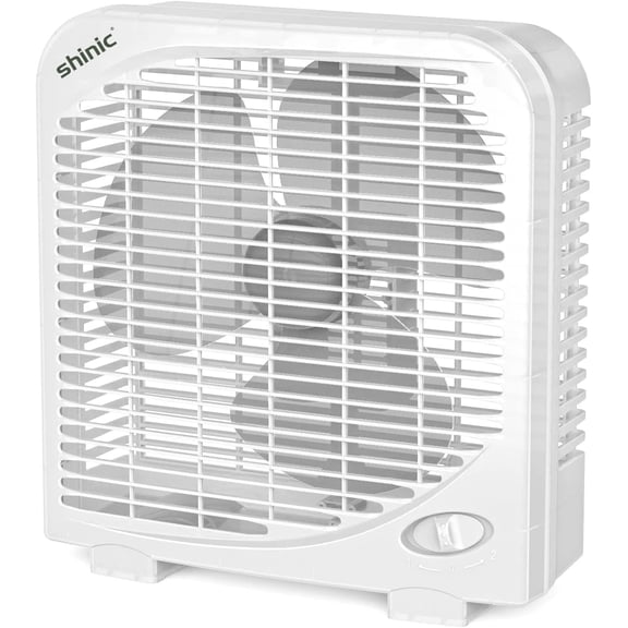 10" Tabletop Box Fan for Bedroom, 2 Speeds, Quiet Table with Strong Airflow, Energy Efficient Small Fan, Portable Kitchen Exhaust Bedroom Bathroom Office Dorm Workshop, White