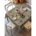 thumbnail image 2 of Vintage Spring Floral Suqare Tablecloth - 54 x 54 Inch, Farmhouse Flowers Green Vintage Waterproof & StainResistant Tablecloth, Washable Oil-proof Table Cover for Dining/Party/Wedding/Camping/Buffet, 2 of 9