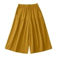thumbnail image 3 of Endives Women's Shorts Solid Color Loose Summer Bermuda Short Knee Length Elastic Waist Beach Lounge Workout Casual Long Short Wide Leg Shorts, 3 of 6