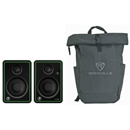 (2) Mackie CR3-XBT 3" 50w Bluetooth Multimedia Studio Monitors Speakers Backpack