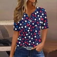 thumbnail image 2 of Womens 4Th of July Summer Tops Henley Neck Tee Short Sleeve T Shirts Pullover Sweater Blouses Usa Flag Star Stripe Top Vintage Causal T-Shirts Holiday Beach Party Outfits, 2 of 5