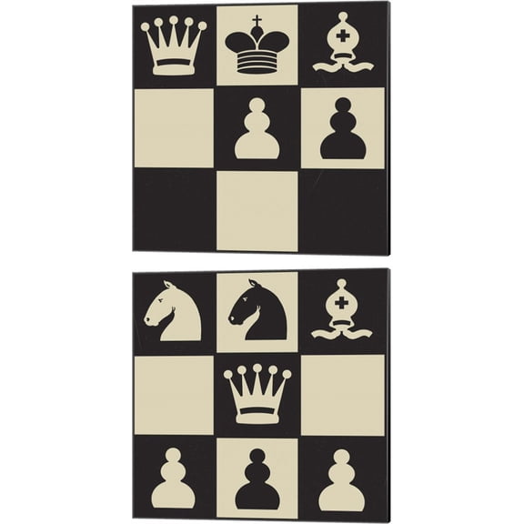 Great Art Now Chess Puzzle by Jacob Green 2 Piece Canvas Art Set Each 14"W x 14"H