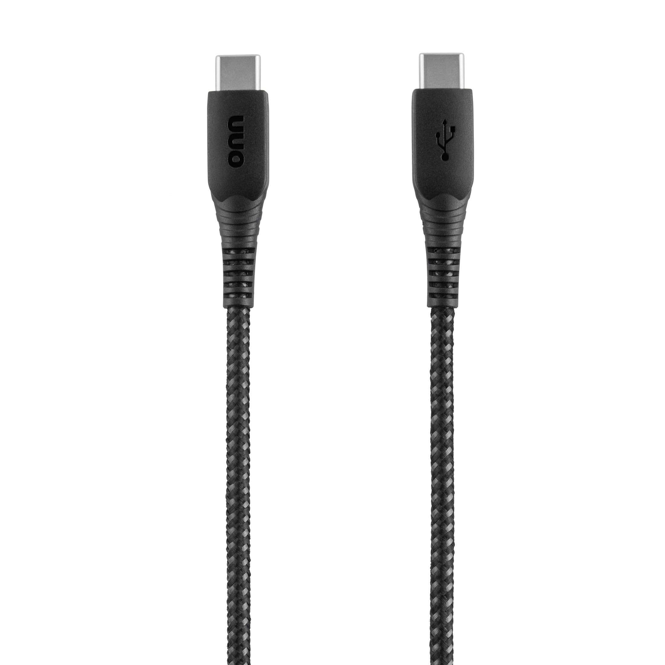 (2 pack) onn 6ft USB-C to USB-C Braided Charging Cable, USB-IF Certified, Black - Compatible with iPhone, Samsung, Pixel, iPad Pro