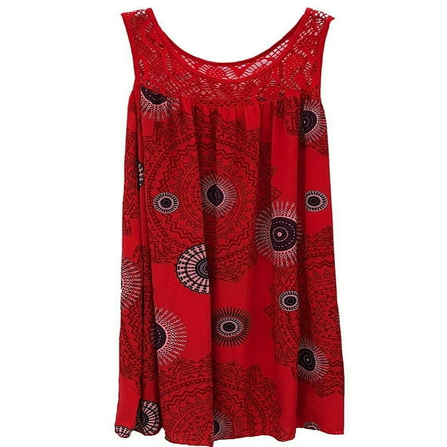 Women s Plus Size Floral Sleeveless Loose Boho Casual Short Dresses