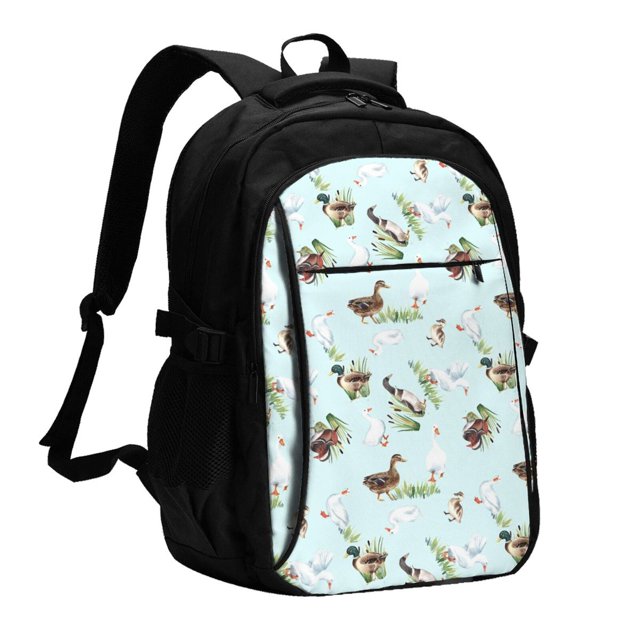 Fotbe Duck Animals Farm Mochila con Estampado y Puerto USB para Hombre y Mujer, Mochila Antirrobo, Mochila de Viaje, Mochila Escolar, Mochila Universitaria