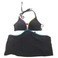 thumbnail image 2 of Hula Honey BLACK MULTI Whip-Stitch Cutout Halter Tankini Swim Top, US X-Small, 2 of 4