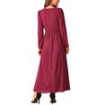 thumbnail image 3 of INSPIRE CHIC Women's Dresses Crew Neck Lantern Long Sleeves Chiffon Formal Maxi Dress L Dark Red, 3 of 5