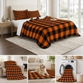 thumbnail image 6 of King Quilt Set 96''x106'', Black Orange Plaid Lightweight Summer Bedspread Coverlet Set with 2 Pillow Shams, Farmhouse Buffalo Check Gingham Breathable All Season Quilt Bedding for Bedroom/Guest Room, 6 of 9