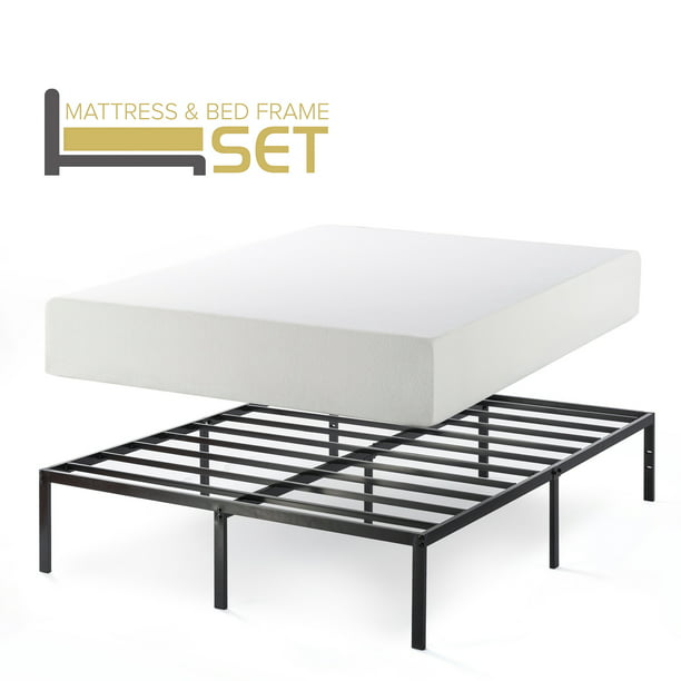 14 Inch Platform Metal Bed Frame Set, What Is The Best Bed Frame For Memory Foam Mattress