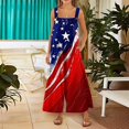 thumbnail image 4 of JULMCOMO 4th of July Jumpsuits for Women USA Flag Cotton Linen Red White Blue Overalls 250th Year Sleeveless Button Straps 1776 Jumpsuits with Pockets Light Blue XL, 4 of 6