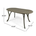 thumbnail image 6 of Acacia Wood 70 Inch Outdoor Dining Table Oval Patio Furniture with Teak Finish Weather Resistant Gray, 6 of 9