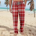 thumbnail image 2 of JGNGSHN Men’s Cotton Pajama Pants, Elastic Waist Plaid Lounge Bottoms with Drawstring, Straight Fit Sleepwear Pants for Men, 2 of 7