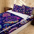 thumbnail image 2 of Erosebridal Vintage Paisley Zipper Queen Comforter Set with Fitted Sheet and 2 Pillowcases, Cute Blossom Zipper Bedding Set, Reversible, Navy Multicolor, Reversible, 2 of 7