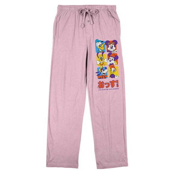 Disney Classic Characters Faces on Pink Adult Sleep Pant-Large