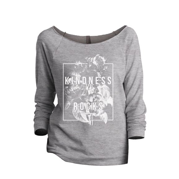 Kindness Rocks Women's Fashion Slouchy 3/4 Sleeves Raglan Sweatshirt Sport Grey Small