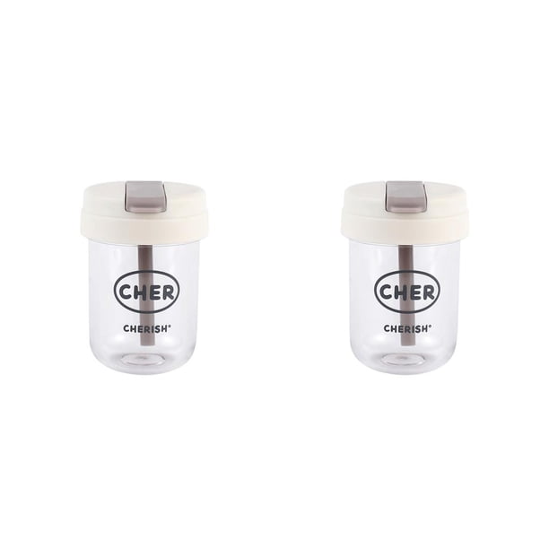 Botella de agua con pajita Advancent 300ML Blanco 2piezas