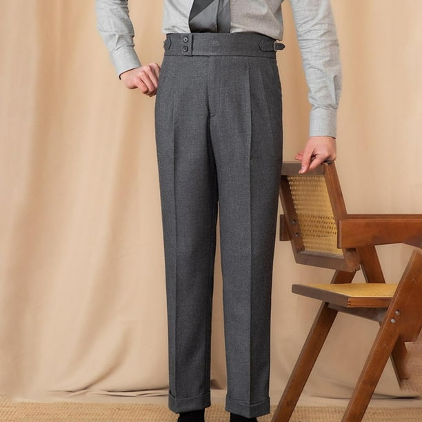 Pantalones largos de moda para hombre, estilo casual, con bolsillos y cremallera, cintura elástica, de poliéster.