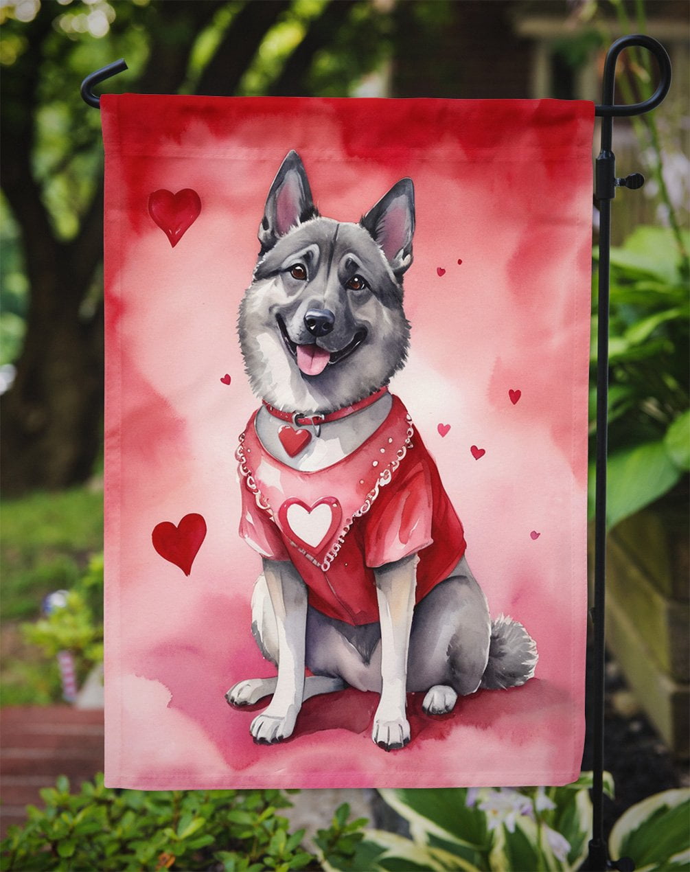 Norwegian Elkhound My Valentine Garden Flag 11.25 in x 15.5 in
