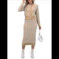 thumbnail image 1 of Conjunto de Suéter para Mujer, Cárdigan de Otoño, Informal, Holgado, para Salir, Traje Informal Caqui L, 1 of 9