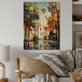 thumbnail image 2 of Designart "South Beach Palm Trees I" Floral Print on Natural Pine Wood, 2 of 5