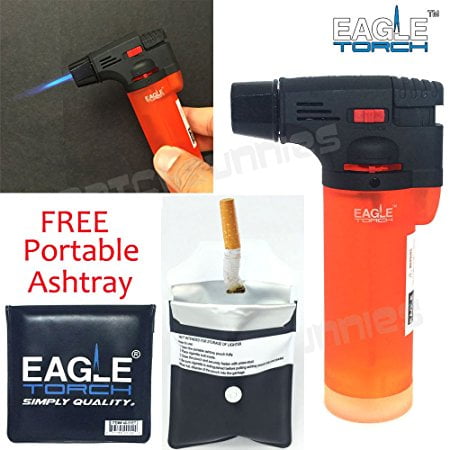 Butane Jet Flame Cigar - Eagle Jet Torch Gun Lighter Adjustable Flame Windproof Butane Refillable Handy (Orange) by Eagle