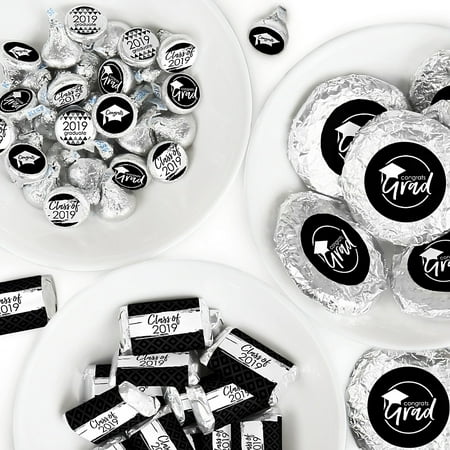 Black and White Grad - Best is Yet to Come - Mini Candy Bar Wrappers, Round Candy Stickers and Circle Stickers - 2019 Black and White Graduation Party Candy Favor Sticker Kit - 304
