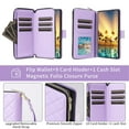 thumbnail image 6 of For Apple iPhone Air Wallet Case Magnetic Flip Cover 9-Card Slots Zipper Pocket With Detachable Shoulder Strap And Wrist Strap,Purple,For iPhone Air, 6 of 6