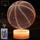 thumbnail image 1 of Luz nocturna de baloncesto, lámpara de ilusión LED 3D con control remoto y cable USB, 16 colores, luces cambiables, el mejor regalo de cumpleaños y Navidad para jugadores de baloncesto, 1 of 5