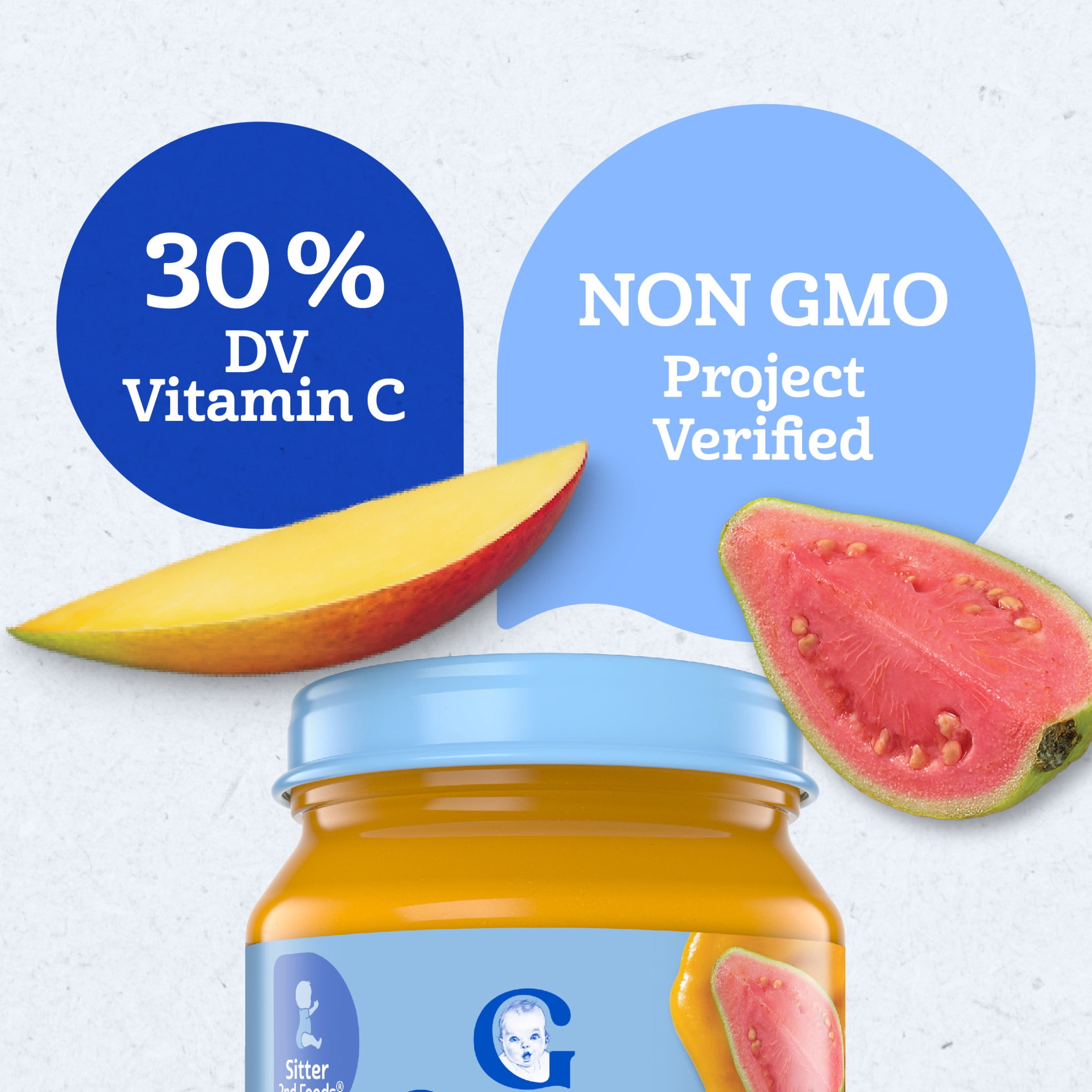 (3 pack) Gerber Stage 2 Baby Food, Mango Guava, Fruit Puree, Non-GMO, Baby Puree 4 oz