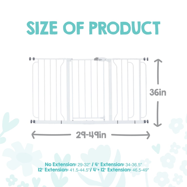 Regalo 36 inch Tall and 49 inch Wide Walk Thru Baby Gate, Extra