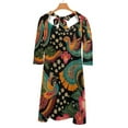 thumbnail image 6 of Vibrant Birds Floral Dark Pattern Women's Fall Dresses Casual Loose Flowy Swing Shift Dress, 6 of 9