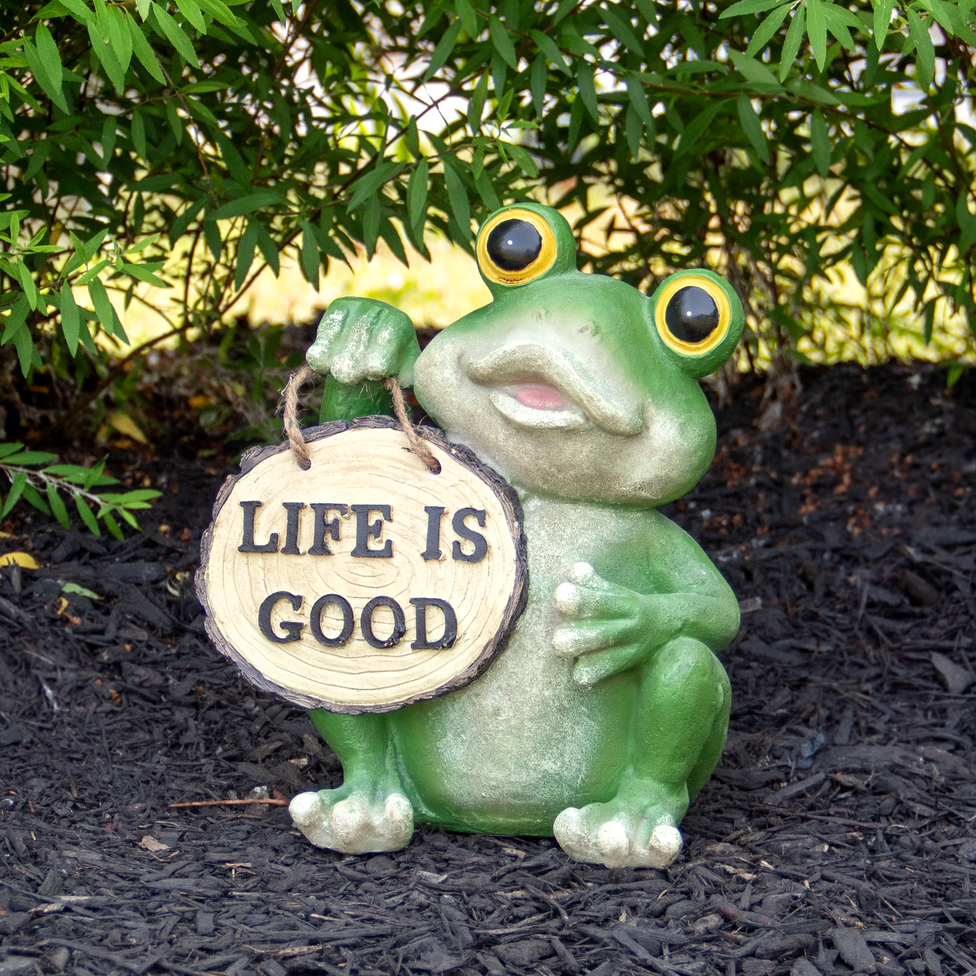 9” Moss Green Resin Frog Gazing Ball Garden Statue 
