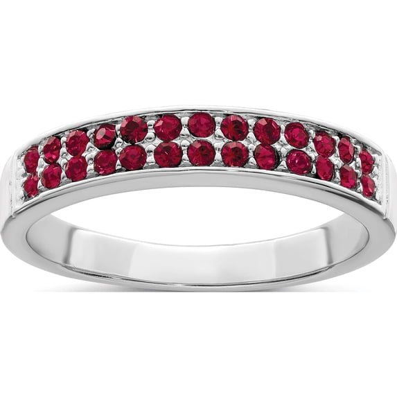 Sterling Silver Rhodium-Plated Polished Red Crystal Ring (Size 6) Made In China qr7351-6