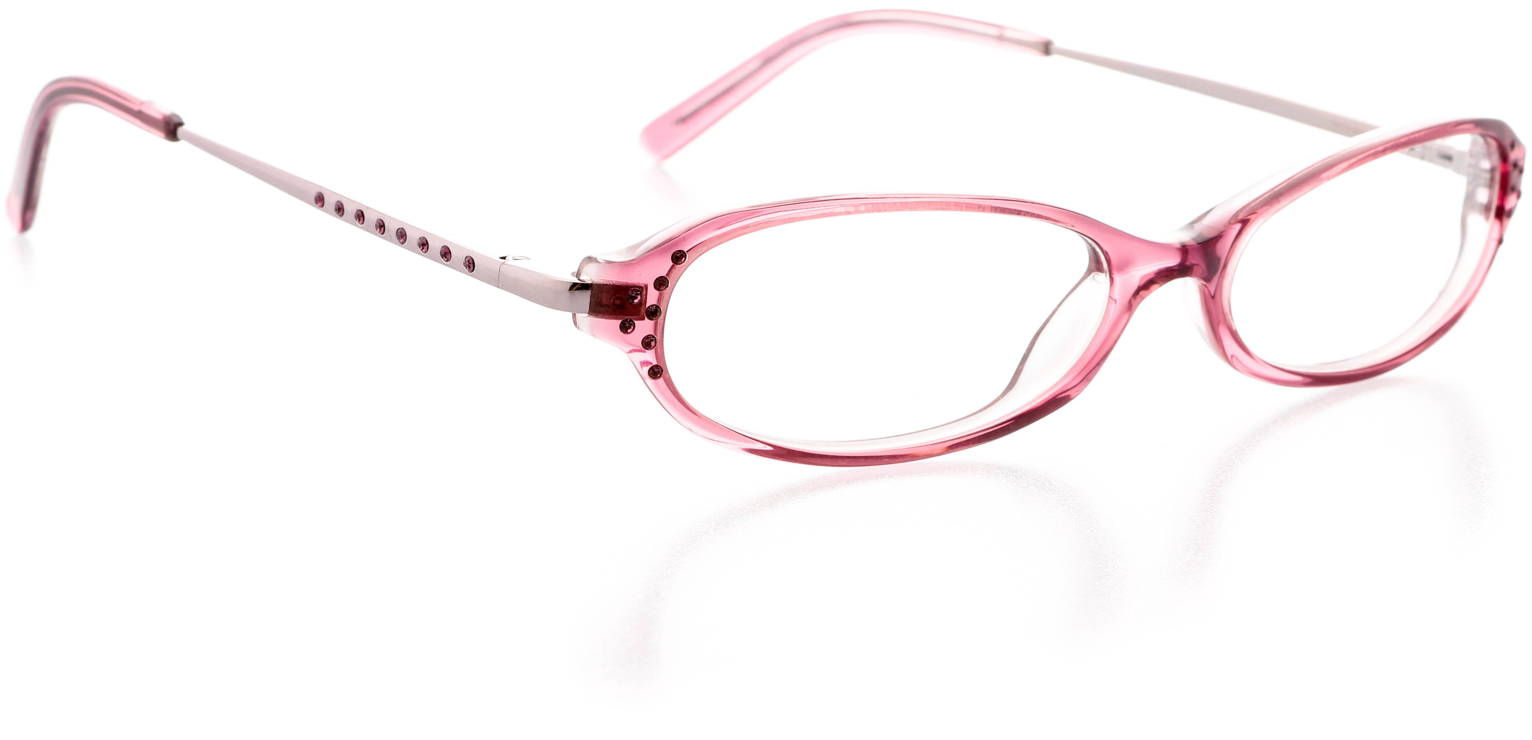 Womens Optical Eyewear - Oval Shape, Plastic Full Rim, Pink