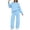 A Light Blue, variant on Women's 2 Piece Casual Outfits Solid Hooded Drawstring Long Sleeve Sweatshirt Tops And Long Pants Set Suits