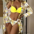 thumbnail image 2 of 3 Pieces Swimsuit for Womens Bathing Suit with Matching Cover Up 3 Piece Outfits for Women Women's Three Pieces Swimsuit with Cover Up Tropical Swimsuit Three Piece Swimsuit Items Cheapeast On Sale, 2 of 4