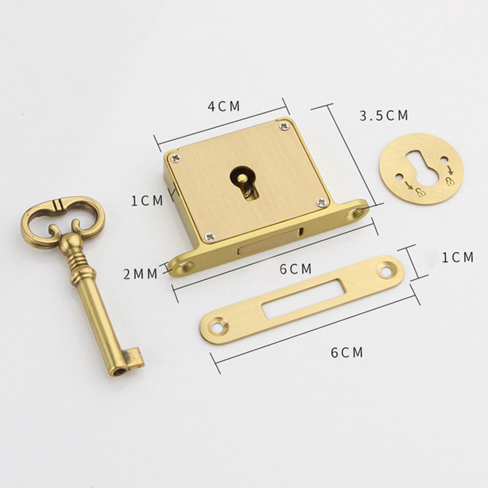 RichLink Vintage Brass Drawer Lock for Durable Antique Style Cabinet Hardware for Smooth,Gold