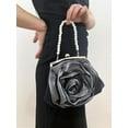 thumbnail image 5 of Women Floral Evening Bag Rose Elegant Satin Small Purses with Detachable Pearl Strap for Wedding, Party, 5 of 8