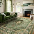 thumbnail image 1 of Boho Vintage Round Rug ft- Faux Wool Dreely Washable Area Rug Small Distressed Throw Rugs Floor Carpet for Door Mat Entryway Bedrooms Laundry (Round - ; Diameter Border ), 1 of 7