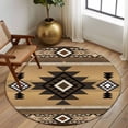 thumbnail image 3 of Brown Southwest Large Area Rugs for Bedroom Living Room, Soft Non Slip Carpet Bedside Rug, Boho Aztec Ethnic Abstract Geometric Round Floor Cover Kitchen Accent Rug 8' for Dining Room/Office, 3 of 9