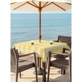 thumbnail image 3 of Outdoor Tablecloth with Umbrella Hole for Patio/Picnic/Party/Camping, Yellow Plaid Striped Waterproof Table Cloth Square Cover Washable, Farmhouse Checkered Modern Abstract Art (60"x 60"), 3 of 8