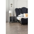 thumbnail image 5 of Black Solidwood Queen Size Bed 2x Nightstands Padded Headboard Turned Legs Crystal-like Acrylic Handles Bedroom Furniture, 5 of 10