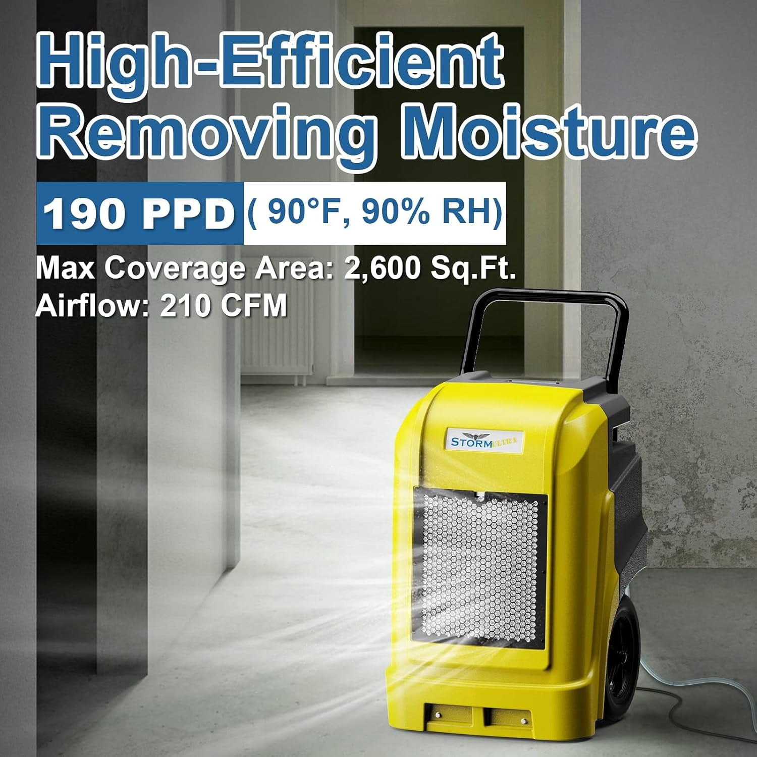 AlorAir Commercial Dehumidifier with Pump Drain Hose, 190 Pints Smart WiFi Industrial Dehumidifiers Large Capacity for Basements, Garages, Mall & Job Sites, 5 Years Limited Warranty