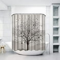 thumbnail image 3 of Tree Shower Curtain Tree and Bird Silhouette Waterproof Bathroom Fabric Shower Curtains 72"x 72" Retro Design Bathroom Decor with Hooks, 3 of 4