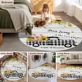 thumbnail image 5 of Large Round Rug 8Ft Washable Non-Slip, Sunflowers Circle Area Rugs for Living Room Bedroom, Spring Botanical Truck Pig Wooden Grain Indoor Floor Mats Carpet Runner for Home Decor, 5 of 8