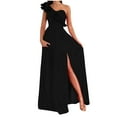 thumbnail image 1 of Vestidos divididos con volantes de un hombro para adelgazar sólidos sexy de verano para mujer Fridja hj4745, 1 of 8