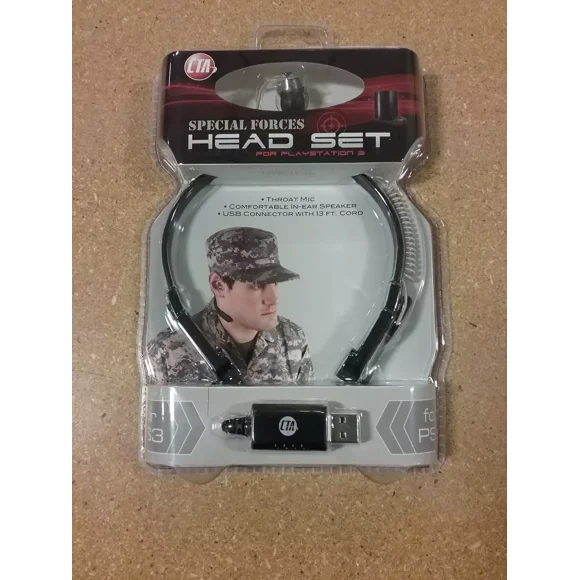 CTA Special Forces Headset for Playstation 3 USB 13ft Cord, In-Ear Speaker Mic