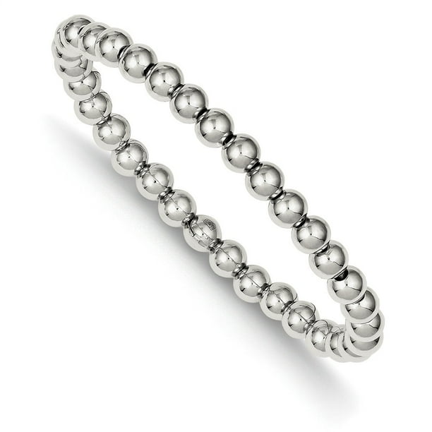 JewelryWeb - Sterling Silver Polished Bead Stretch Bracelet - 4.2 Grams ...