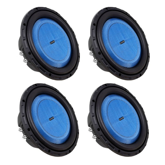 Hifonics 4 Pack ELITE 10” Shallow Subwoofer Dual Voice Coil Audio Speaker, 600W