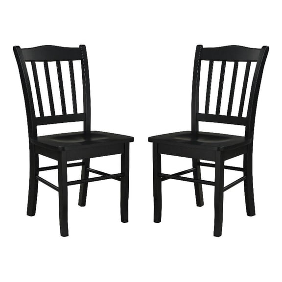 Maklaine Farmhouse Rubberwood Dining Chairs in Black (Set of 2)